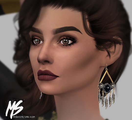 Sims 4 Balck and gold earrings at Merakisims