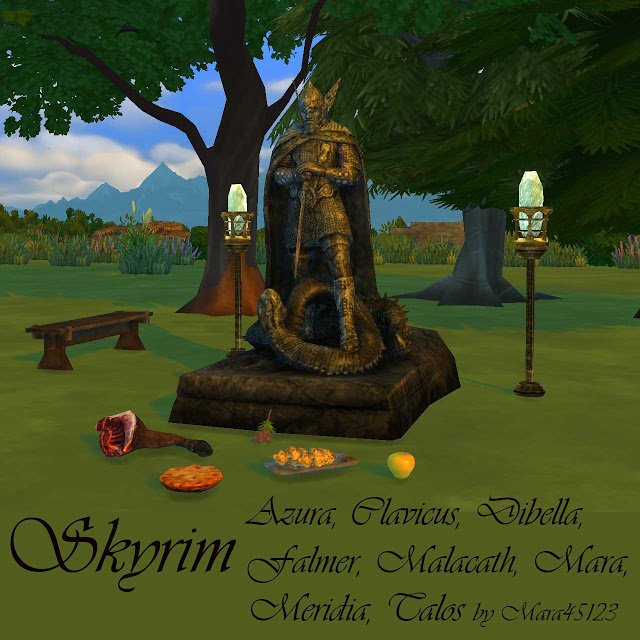 Sims 4 Skyrim statues at Mara45123