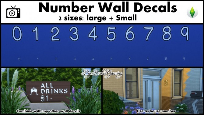 Sims 4 Number Wall Decals Pack by Bakie at Mod The Sims