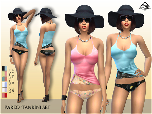 Sims 4 Pareo Tankini Set by Devirose at TSR