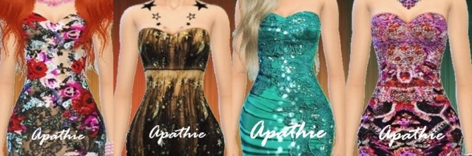 Sims 4 3 dresses & Jumpsuit at Apathie