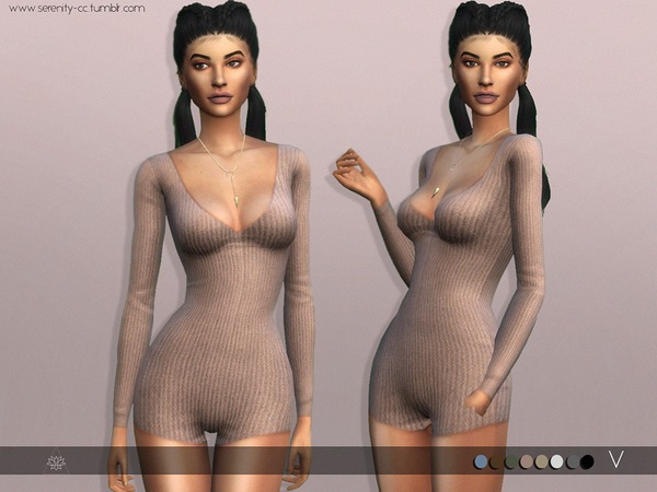 Sims 4 V Bodysuit Romper by serenity cc at TSR