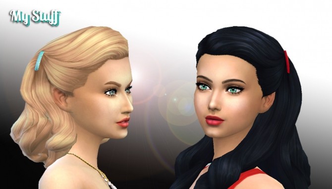 Sims 4 Pulled Up Curls clips recolors at My Stuff