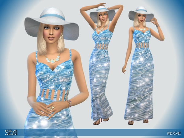 Sims 4 Sea dress by Paogae at TSR