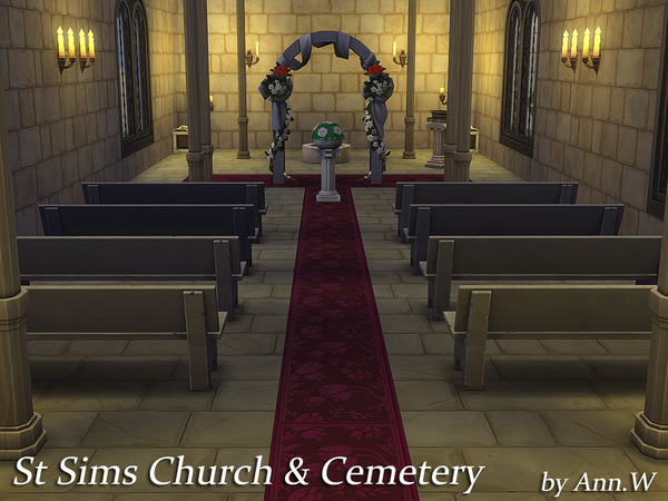 Sims 4 St Sims Church & Cemetery NO CC by annwang923 at TSR