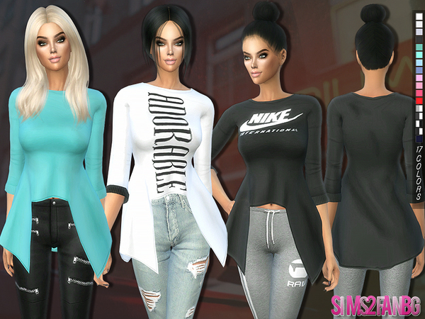 Sims 4 3D Casual top with sleeves by sims2fanbg at TSR
