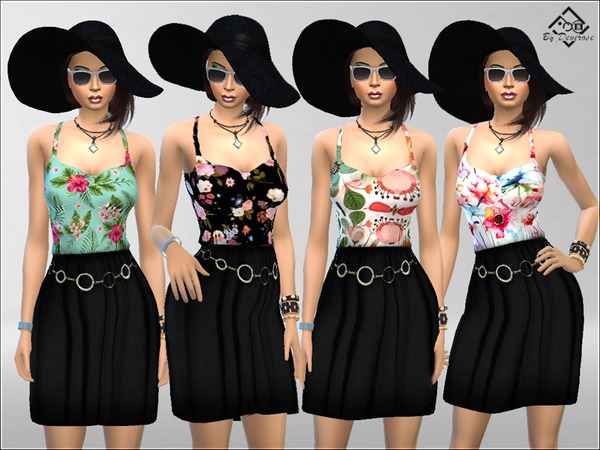 Sims 4 Tropical Top Dress by Devirose at TSR