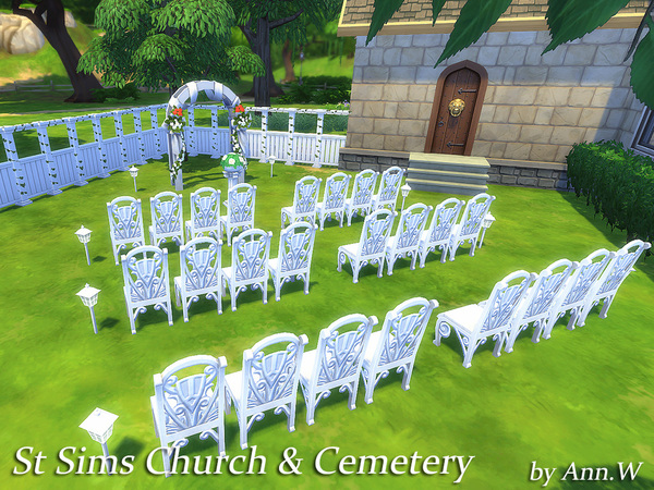 Sims 4 St Sims Church & Cemetery NO CC by annwang923 at TSR