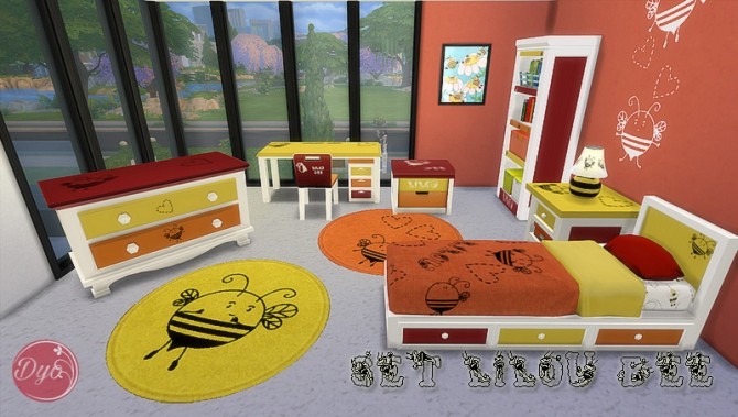Sims 4 Lilou Bee bedroom for kids by Dyokabb at Les Sims4