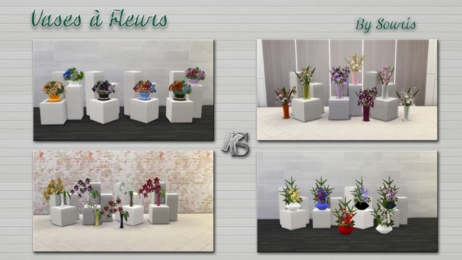 Sims 4 Flowers vases by Souris at Khany Sims