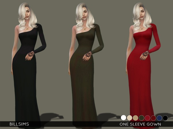 Sims 4 One Sleeve Gown by Bill Sims at TSR