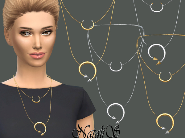 Sims 4 Winding Arrow Necklace by NataliS at TSR