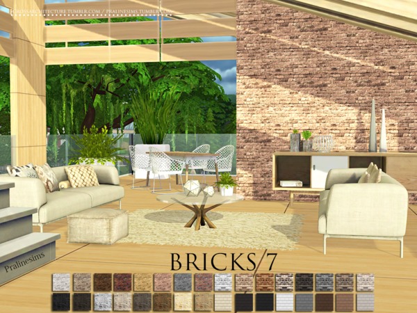 Sims 4 Bricks 7 walls by Pralinesims at TSR