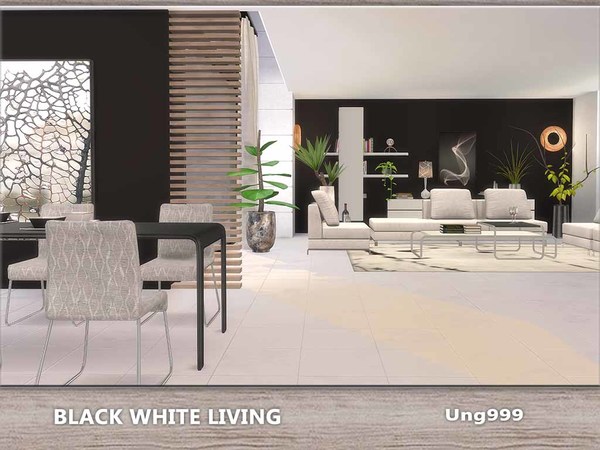 Sims 4 Black White Living by ung999 at TSR
