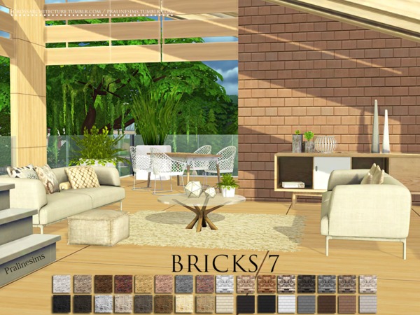 Sims 4 Bricks 7 walls by Pralinesims at TSR