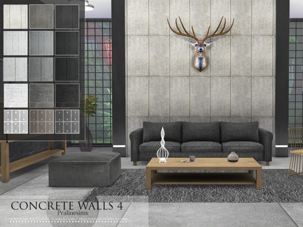 Sims 4 Concrete Walls 4 by Pralinesims at TSR
