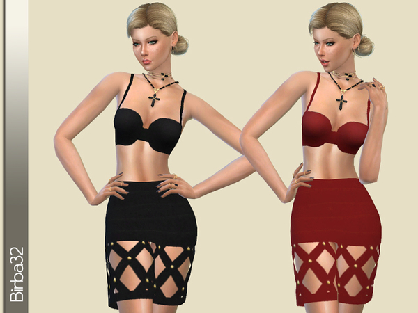 Sims 4 Boundage dress by Birba32 at TSR