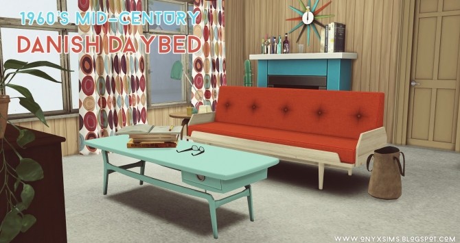 Sims 4 1960s Danish Mid century Daybed at Onyx Sims
