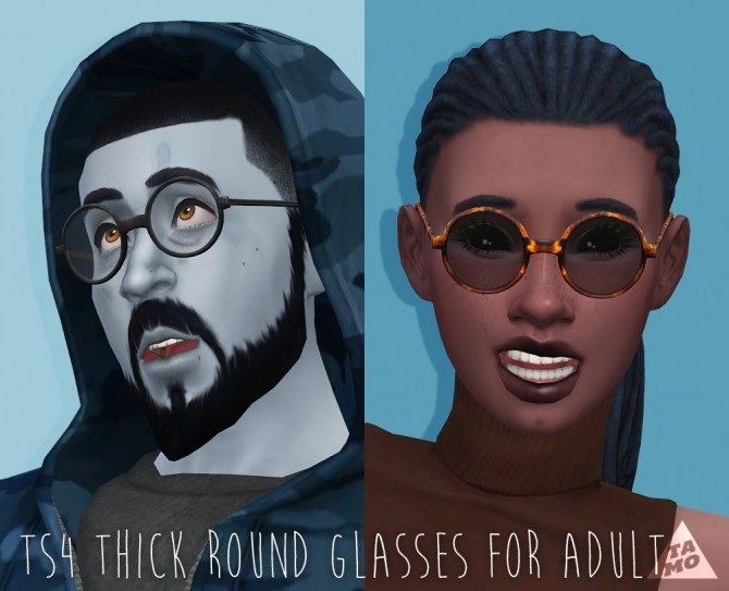 Sims 4 UPDATE!! Thick Round & Mock Mods Glasses at Tamo
