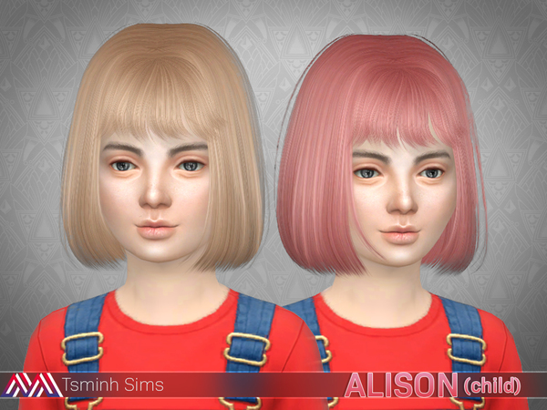 Sims 4 Alison Hair 18 child by TsminhSims at TSR