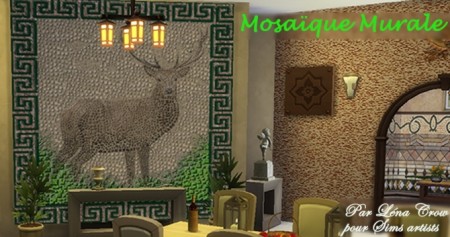 Ancient mosaic mural by LénaCrow at Sims Artists