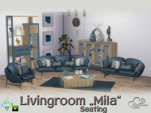 Sims 4 Mila Living Seating by BuffSumm at TSR