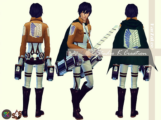 Sims 4 Attack on Titan full outfit at Studio K Creation