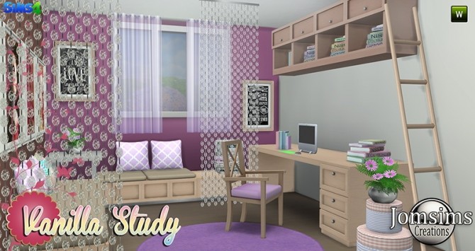 Sims 4 Vanilla Study room at Jomsims Creations