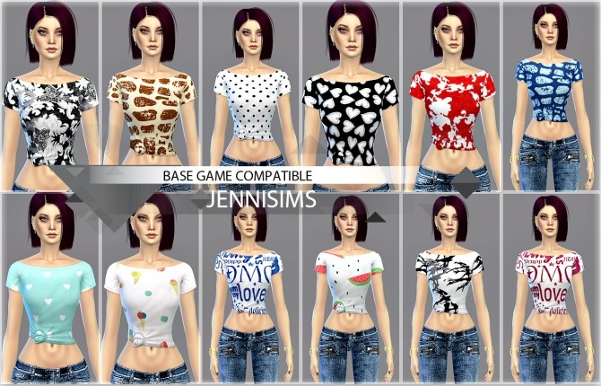 Sims 4 Base Game compatible Top Shirts (14 Swatches) at Jenni Sims