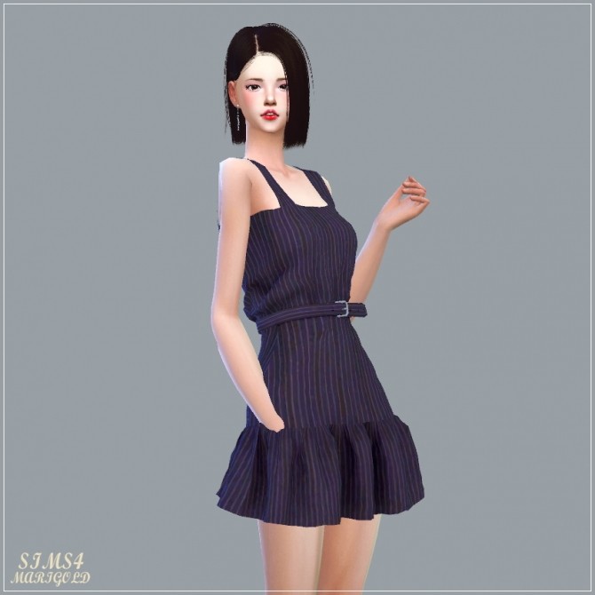 Sims 4 Belt Sleeveless Mari Dress at Marigold