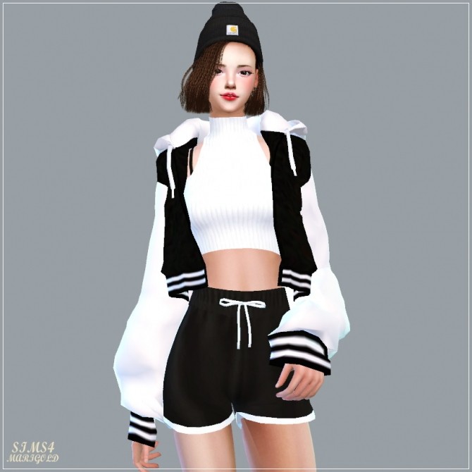 Sims 4 ACC Loosefit Hood Jacket Short version at Marigold