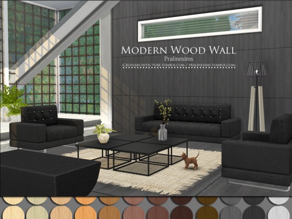 Sims 4 Modern Wood Wall by Pralinesims at TSR