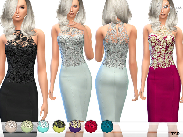 Sims 4 Lace Bodice Bodycon Dress by ekinege at TSR