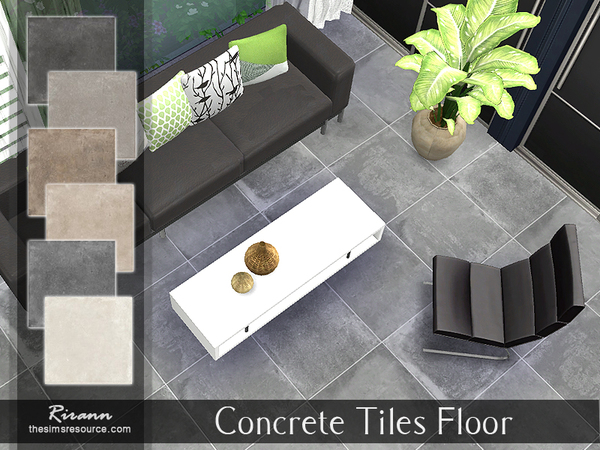 Sims 4 Concrete Tiles Floor by Rirann at TSR