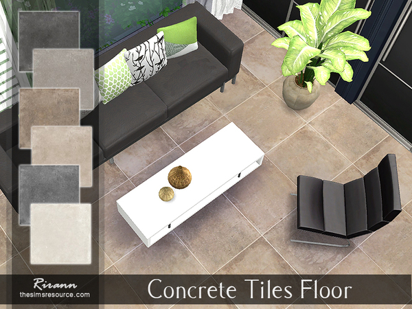 Sims 4 Concrete Tiles Floor by Rirann at TSR