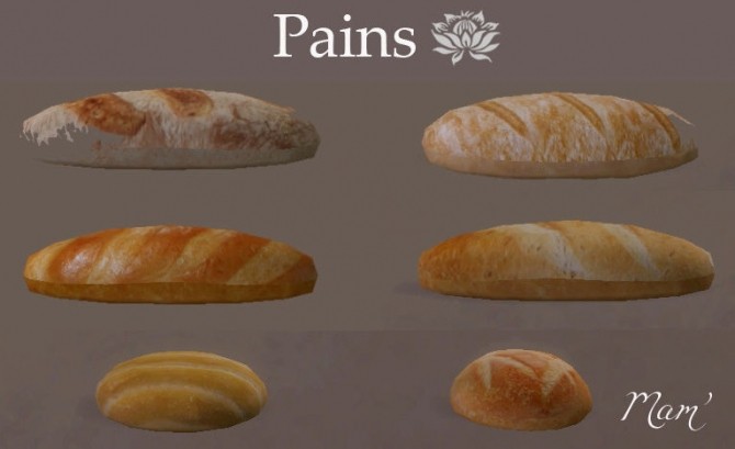 Sims 4 French breads by Maman Gateau at Sims Artists