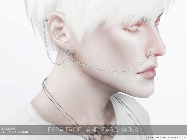 Sims 4 Esra Face and Earchains by Pralinesims at TSR