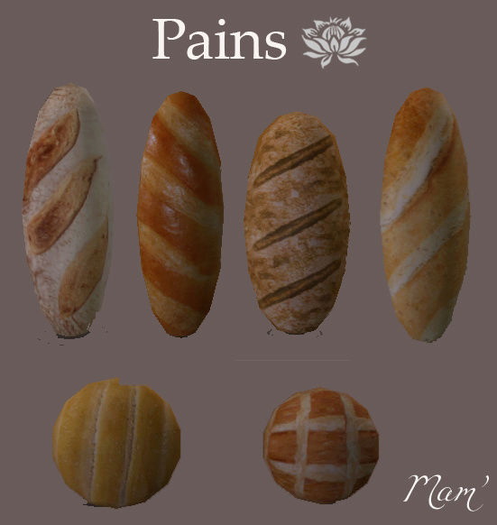 Sims 4 French breads by Maman Gateau at Sims Artists