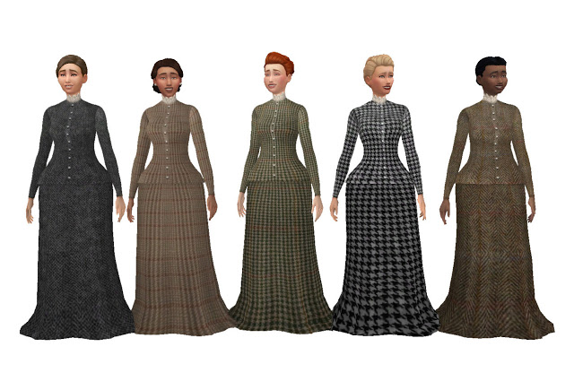 Sims 4 Victorian Tweed Dresses by Anni K at Historical Sims Life