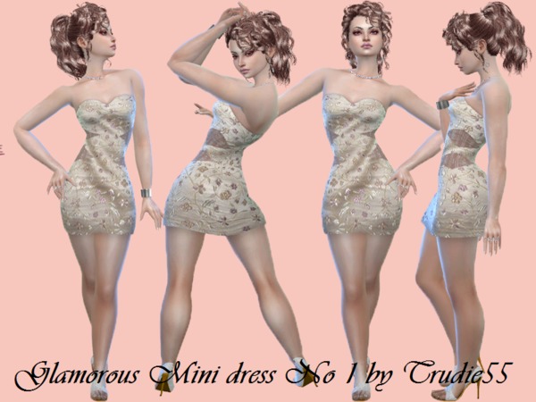 Sims 4 Glamorous Mini dress No 1 by TrudieOpp at TSR