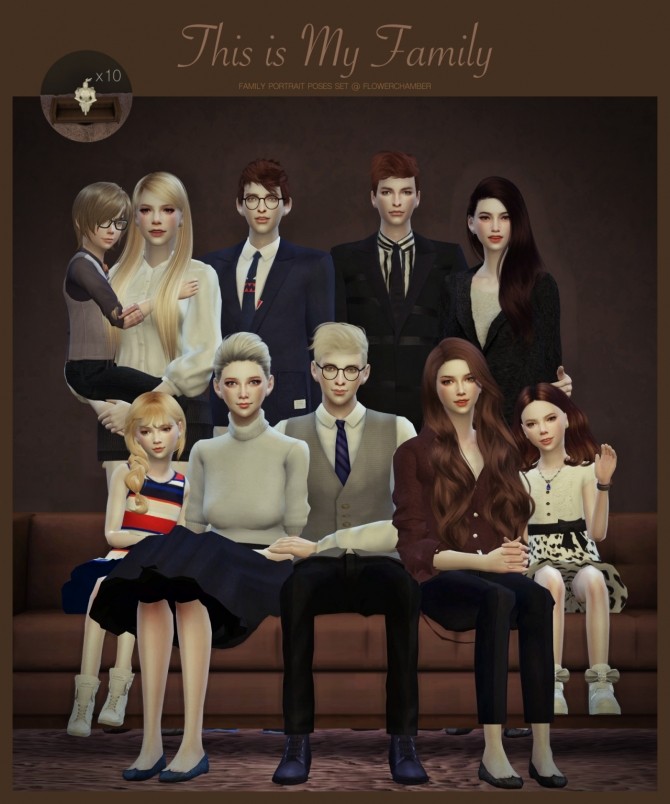 Sims 4 FAMILY PORTRAIT POSES SET at Flower Chamber