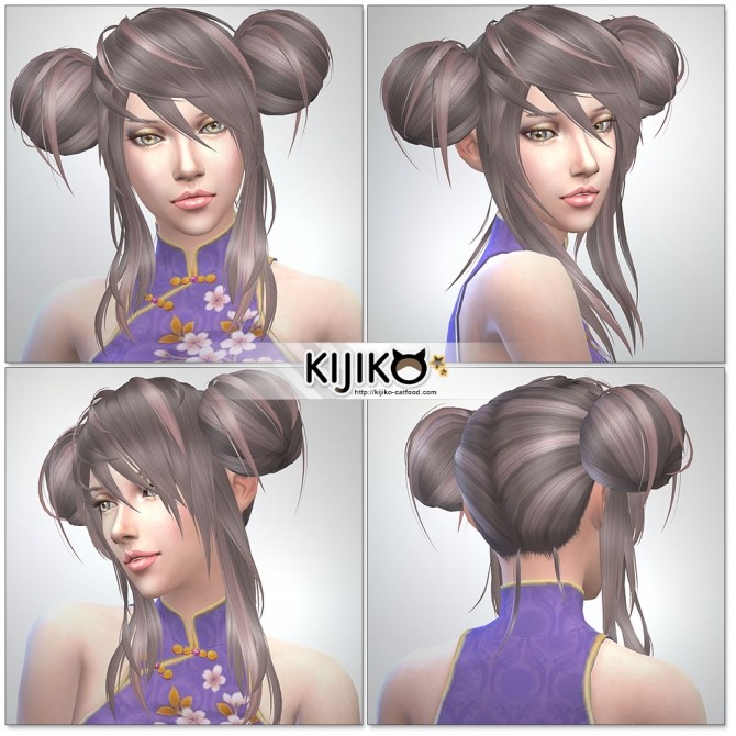 Sims 4 Panda Lan Lan Hair TS4 edition at Kijiko
