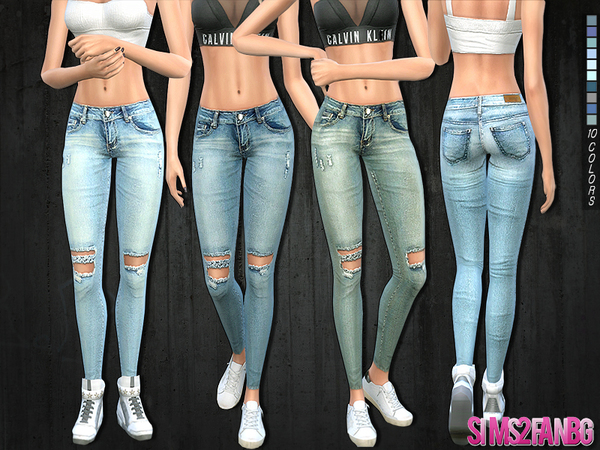 Sims 4 213 Riped skinny jeans by sims2fanbg at TSR