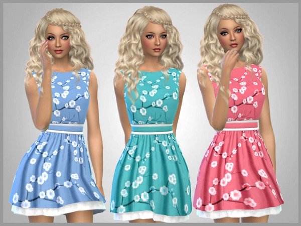 Sims 4 Blossom Print Dress by SweetDreamsZzzzz at TSR