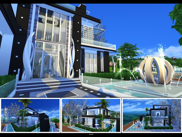 Sims 4 Olive Modern house by mlpermalino at TSR