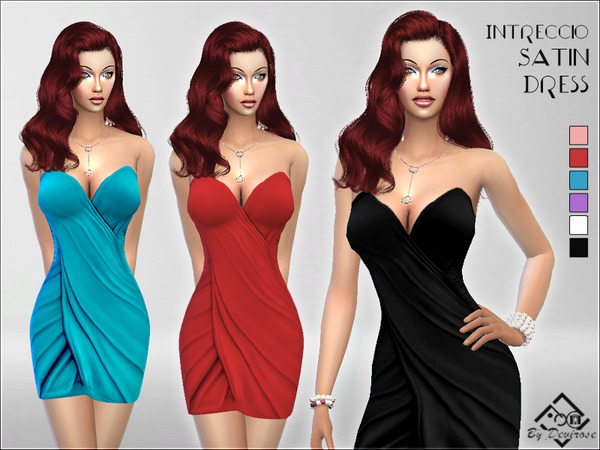 Sims 4 Intreccio Satin Dress by Devirose at TSR