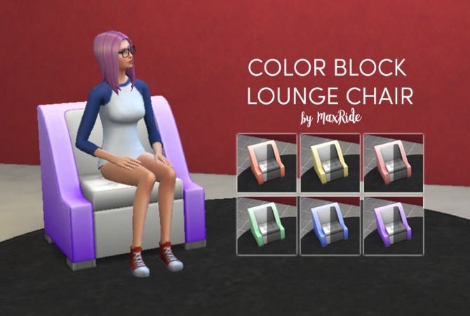 Sims 4 Color Block Lounge Chair by MaxRide at Mod The Sims