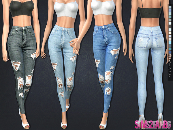 Sims 4 Ripped skinny jeans by sims2fanbg at TSR