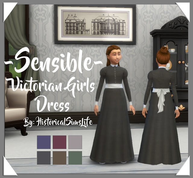 Sims 4 Sensible Victorian Girls Dress by Anni K at Historical Sims Life