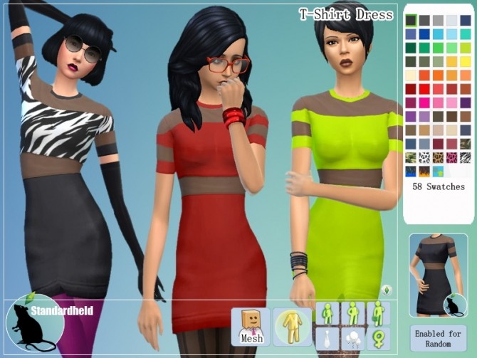 Sims 4 Kiwisims4s T Shirt dress recolor by Standardheld at SimsWorkshop